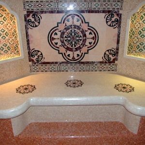 Цельномраморный лежак в турекой бане ИТС
