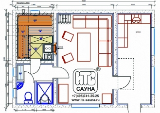 Проект СПА-зоны в бане 6,2x9,0 м